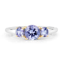 Two Tone Plated 1.07 Carat Genuine Tanzanite .925 Sterling Silver Ring-3
