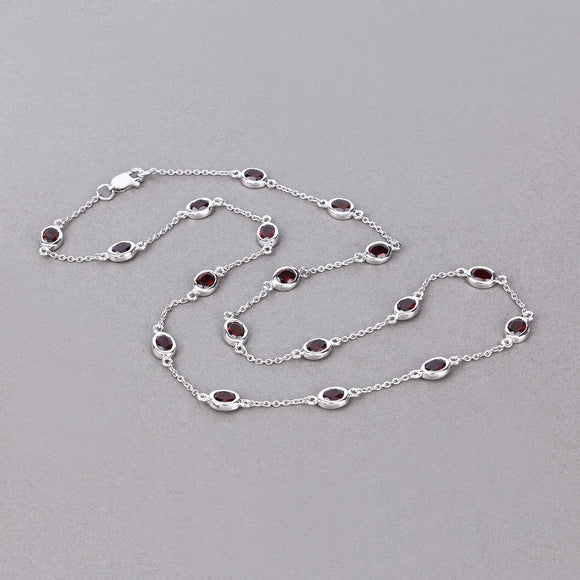 8.10 Carat Genuine Garnet .925 Sterling Silver Necklace