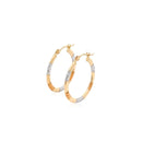 10k Tri-Color Gold Classic Hoop Earrings with Diamond Cut Details-3