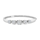 14K White Gold 2 1/2 Cttw Diamond Graduating Floral Cluster Bangle Bracelet (H-I Color, SI1-SI2 Clarity) - Fits Wrists up to 7.25"-1