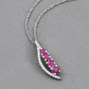 0.43 Carat Genuine Ruby and White Diamond 14K White Gold Pendant-3