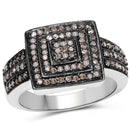 0.42 Carat Genuine Champagne Diamond .925 Sterling Silver Ring-1
