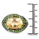 6.11 Carat Genuine Citrine and Chrome Diopside .925 Sterling Silver Ring-3