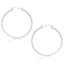 10k White Gold Polished Hoop Earrings (40mm)-1
