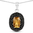 5.85 Carat Genuine Citrine and Black Spinel .925 Sterling Silver Pendant-1
