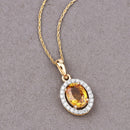 1.78 Carat Genuine Yellow Sapphire and White Diamond 14K Yellow Gold Pendant-3