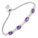 3.27 Carat Genuine Amethyst and White Topaz .925 Sterling Silver Bracelet-1