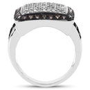 0.61 Carat Genuine Champagne Diamond and White Diamond .925 Sterling Silver Ring-2