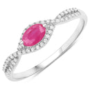 0.40 Carat Genuine Ruby and White Diamond 14K White Gold Ring-1