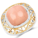 Two Tone Plated 12.80 Carat Genuine Moonstone .925 Sterling Silver Ring-1