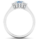 1.62 Carat Genuine Aquamarine and White Diamond 14K White Gold Ring-2
