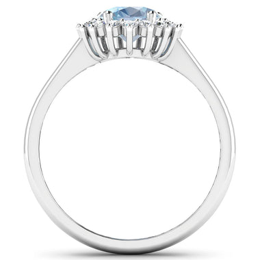 1.62 Carat Genuine Aquamarine and White Diamond 14K White Gold Ring - 0