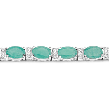 10.47 Carat Genuine Emerald and White Topaz .925 Sterling Silver Bracelet - 0