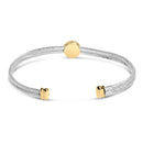 18K Yellow Gold Plated .925 Sterling Silver Diamond Accent  and Fleur Di Lis Medallion Bangle Bracelet (I-J Color, SI1-SI2 Clarity) - 7.25 Inches-2