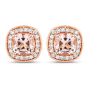 1.68 Carat Genuine Morganite and White Diamond 14K Rose Gold Earrings-1
