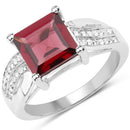 2.99 Carat Genuine Garnet and White Topaz .925 Sterling Silver Ring-1