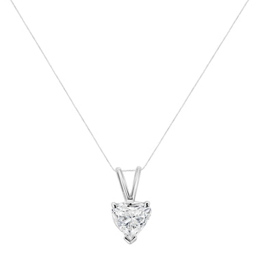 14K White Gold 1/5 Cttw 3-Prong Set Heart Shaped Solitaire Lab Grown Diamond 18" Pendant Necklace (F-G Color, VS2-SI1 Clarity) - 0