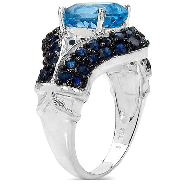 5.02 Carat Genuine Blue Topaz & Blue Sapphire .925 Sterling Silver Ring - 0