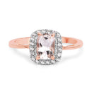 14K Rose Gold Plated 1.05 Carat Genuine Morganite and White Topaz .925 Sterling Silver Ring-3