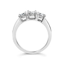 14K White Gold 1/2 Cttw Miracle Set Round Lab Grown Diamond Three Stone Illusion Plate Ring (F-G Color, VS1-VS2 Clarity) - Ring Size 7-5
