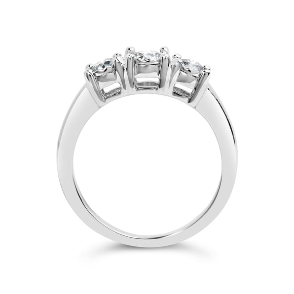 14K White Gold 1/2 Cttw Miracle Set Round Lab Grown Diamond Three Stone Illusion Plate Ring (F-G Color, VS1-VS2 Clarity) - Ring Size 7