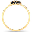 0.45 Carat Genuine Blue Sapphire and White Diamond 10K Yellow Gold Ring-2