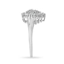 10K White Gold 1/2 Cttw Round & Baguette Cut Diamond Pear Shaped Domed PavÃ© Cluster with Halo Cocktail Ring (H-I Color, SI1-SI2 Clarity) - Size 5-5