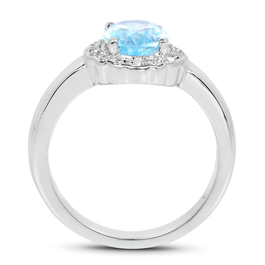 2.58 Carat Genuine  Blue Topaz and White Topaz .925 Sterling Silver Ring - 0