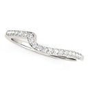 14k White Gold Curved Design Round Diamond Wedding Band (1/4 cttw)-1