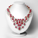 160.14 Carat Glass Filled Ruby and White Diamond .925 Sterling Silver Necklace-3