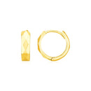 14K Yellow Gold Diamond Motif Faceted Huggie Earrings-2