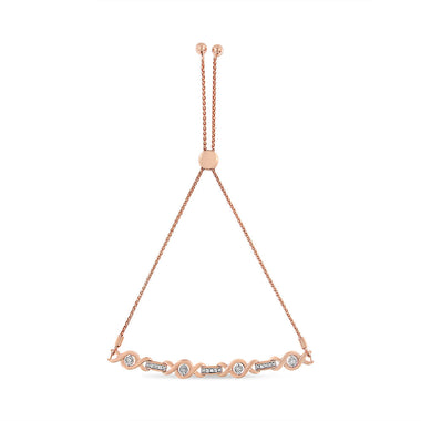 14K Yellow Gold Plated .925 Sterling Silver Channel Set Diamond Accent Twist 4â€-10â€ Adjustable Bolo Bracelet (I-J Color, I3 Clarity)