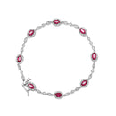 10K White Gold 4.5mm x 3mm Oval Ruby and Diamond Link Bracelet (H-I Color, SI1-SI2 Clarity)  - Size 7"-3