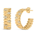 14K Yellow Gold Plated .925 Sterling Silver 3/8 Cttw Diamond Pave Pear Link J Hoop Earrings (H-I Color, I1-I2 Clarity)-1