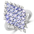 2.40 Carat Genuine Tanzanite and White Topaz .925 Sterling Silver Ring-1