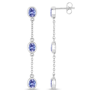 1.98 Carat Genuine Tanzanite .925 Sterling Silver Earrings - 0