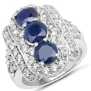 4.85 Carat Genuine Blue Sapphire and White Topaz .925 Sterling Silver Ring-1