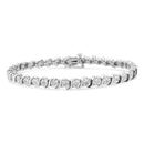14K Rose Gold Plated .925 Sterling Silver 1/10 Cttw Diamond Round Miracle Plate and "S" Link Tennis Bracelet (I-J Color, I2- I3 Clarity) - 7"-2