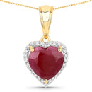 4.47 Carat Genuine Ruby and White Diamond 14K Yellow Gold Pendant-1