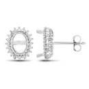 0.26 Carat Genuine White Diamond 14K White Gold Semi Mount Earrings - holds 8x6mm Oval Gemstones-2