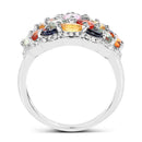 2.85 Carat Genuine Multi Sapphire .925 Sterling Silver Ring-2