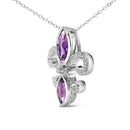 .925 Sterling Silver Purple Amethyst Marquise and Diamond Accent Fleur De Lis Pendant Necklace (H-I Color, SI1-SI2 Clarity) - Size 18"-3