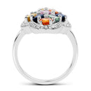 2.63 Carat Genuine Multi Sapphire .925 Sterling Silver Ring-2