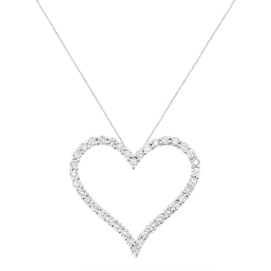 .925 Sterling Silver 3.0 cttw Round-Cut Diamond Open Heart Pendant Necklace (I-J Color, I2-I3 Clarity) - 18" - 0