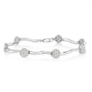 .925 Sterling Silver 1.0 Cttw Diamond Cluster Miracle-Set Station & Twisted Bar 7" Tennis Bracelet (H-I Color, I1-I2 Clarity)-1