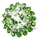 9.89 Carat Genuine Green Amethyst and Chrome Diopside .925 Sterling Silver Ring-1