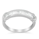 .925 Sterling Silver 1/2 Cttw Baguette Cut Diamond Channel Set X-Station Wedding Ring (H-I Color, I1-I2 Clarity) - Size 6-1/2-1