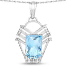 5.76 Carat Genuine Swiss Blue Topaz & White Topaz .925 Sterling Silver Pendant-1