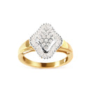 10K Yellow Gold 1/2 Cttw Round And Baguette-cut Diamond Rhombus Head and Halo Ring (I-J Color, I1-I2 Clarity) - Ring Size 7-5