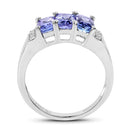 1.63 Carat Genuine Tanzanite & White Diamond .925 Sterling Silver Ring-2